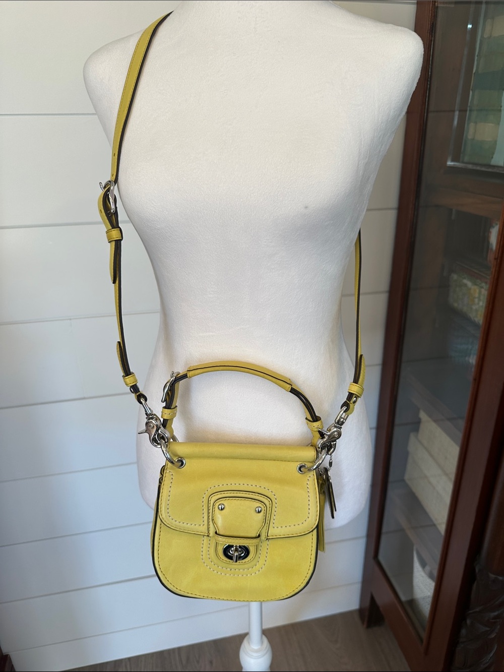 Coach Yellow Leather Mini Turnlock Satchel - Picture 2 of 8